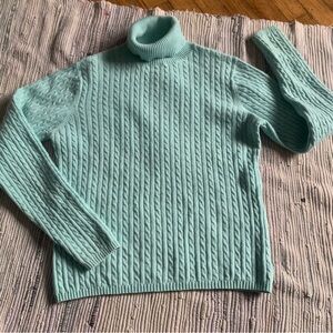 L.L. Bean cashmere/cotton turquoise turtleneck small